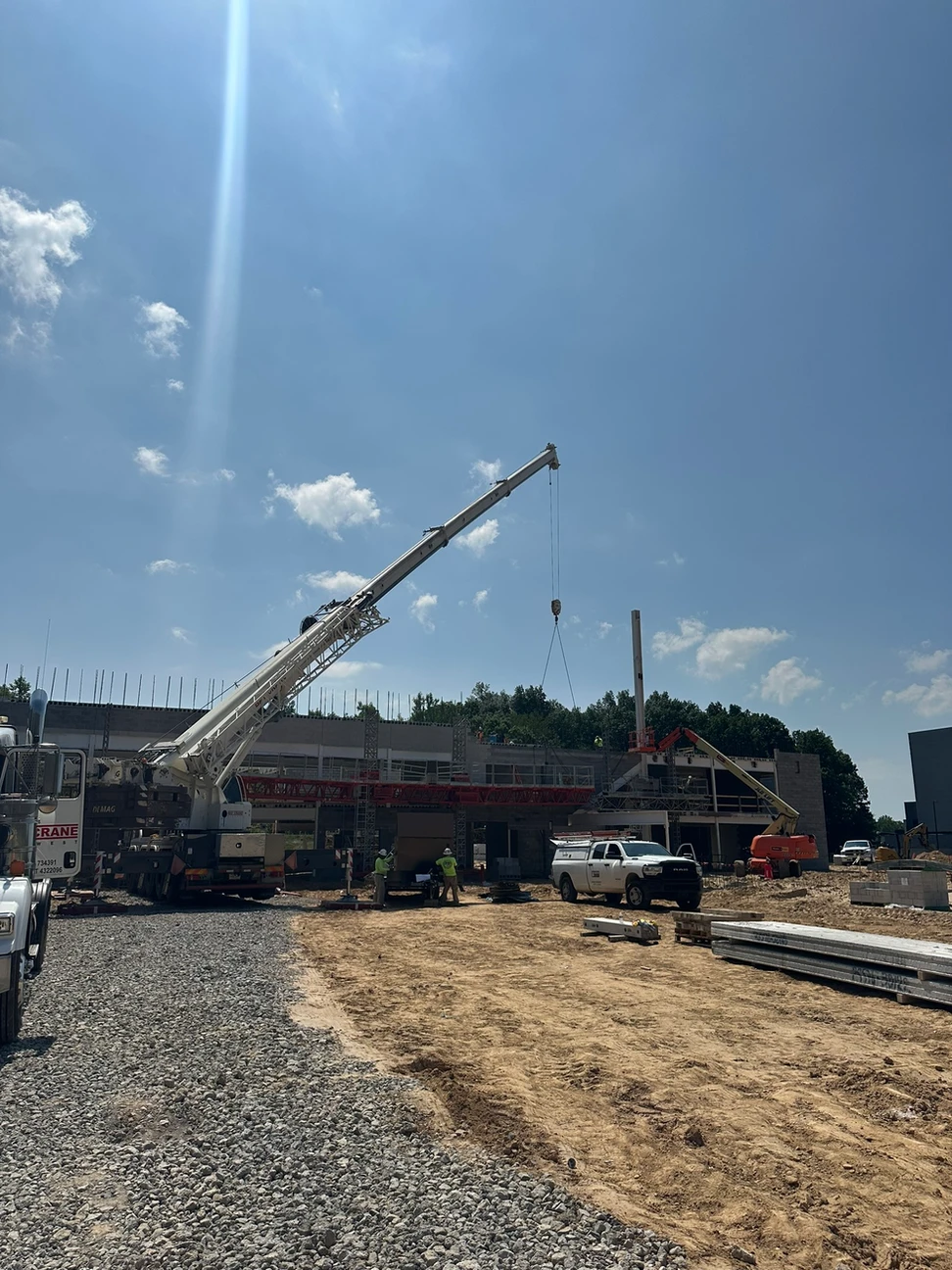 Construction progress outside of the school
