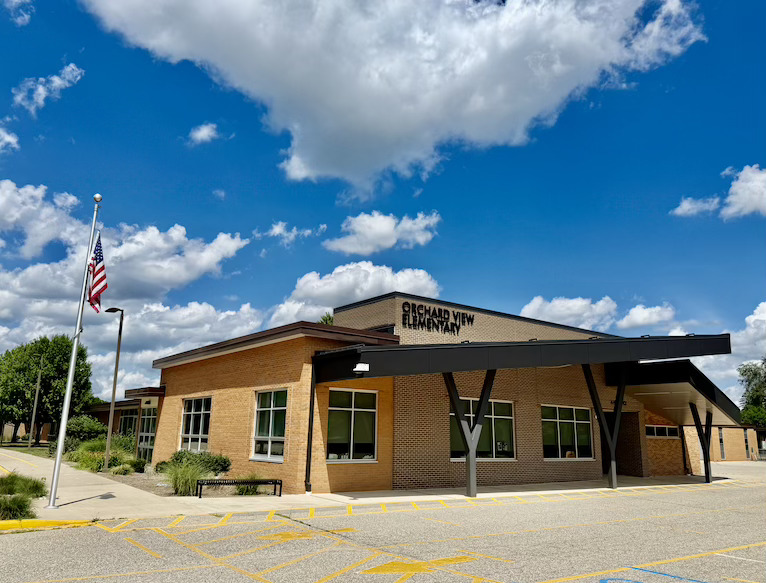 front of orchard view elementary building