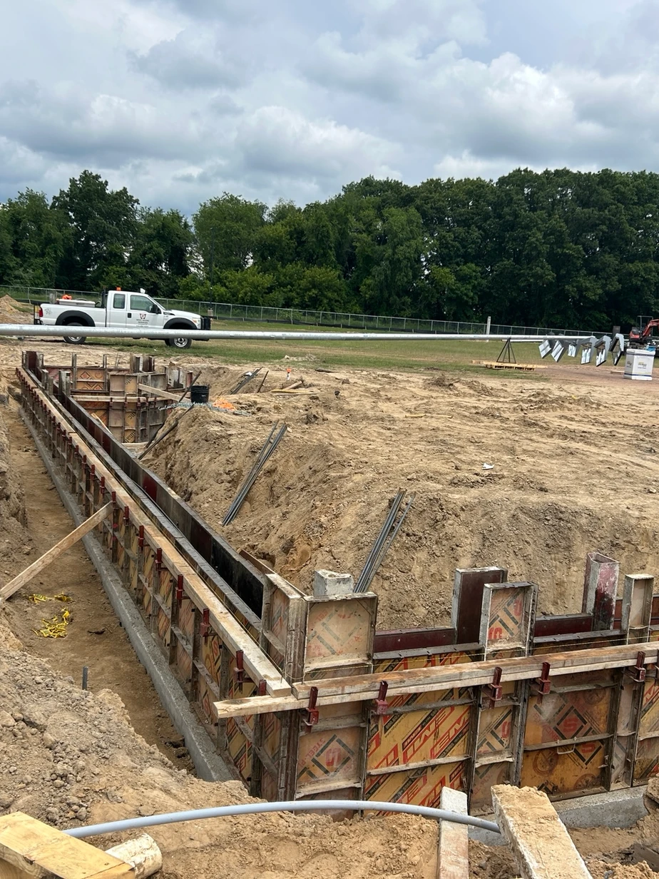 foundations being built up for a construction project