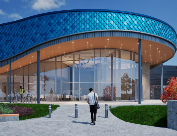 view of the front of the future aquatic center