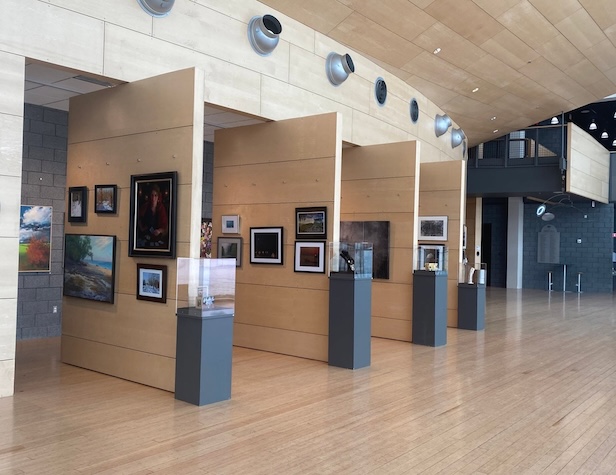 Art exhibits in the fine arts center displaying art