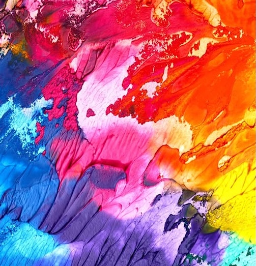 an abstract painting with every color